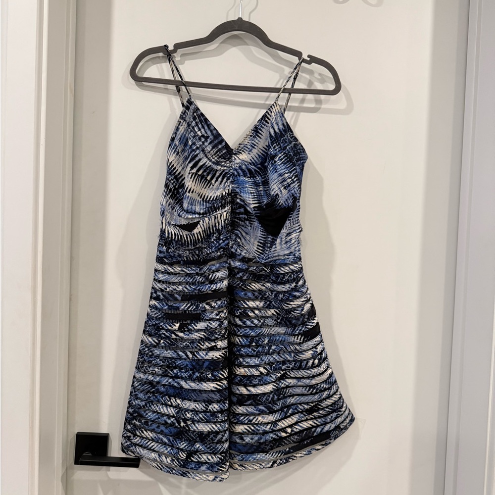 Blue and Black Patterned Women's Dress
